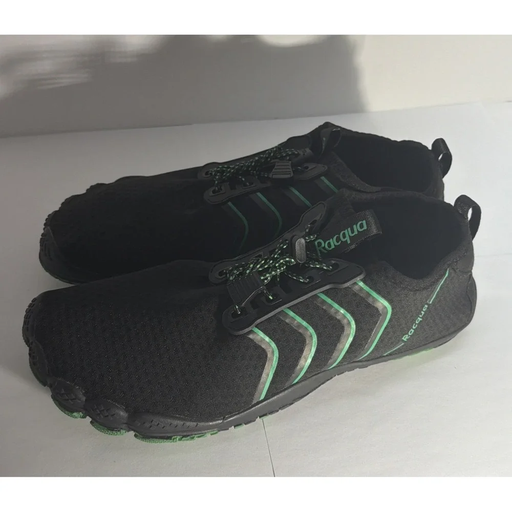 Racqua Mens 9 Black Green Lightweight Quick Dry Breathable Lace Up Water Swim‎